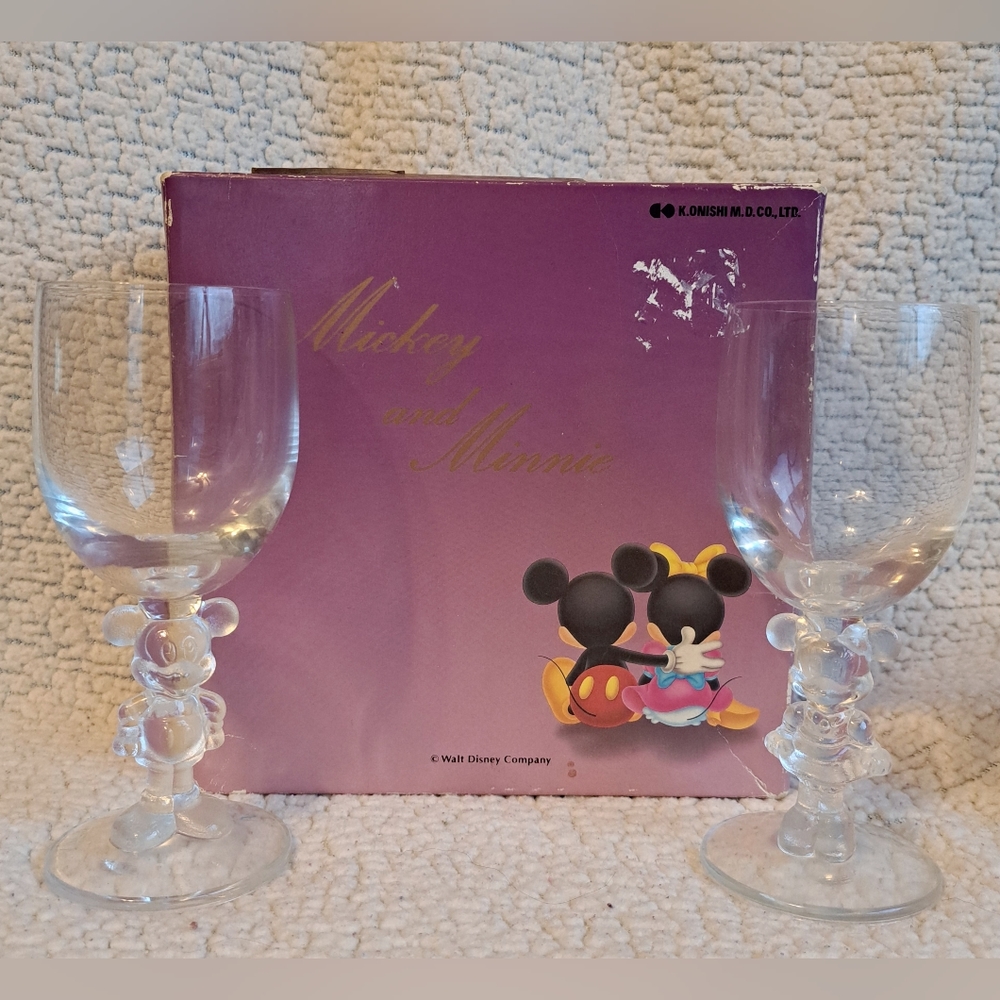 Mickey Mouse Disney Tokyo His and Her Pair Glass Set by K. Onishi LTD